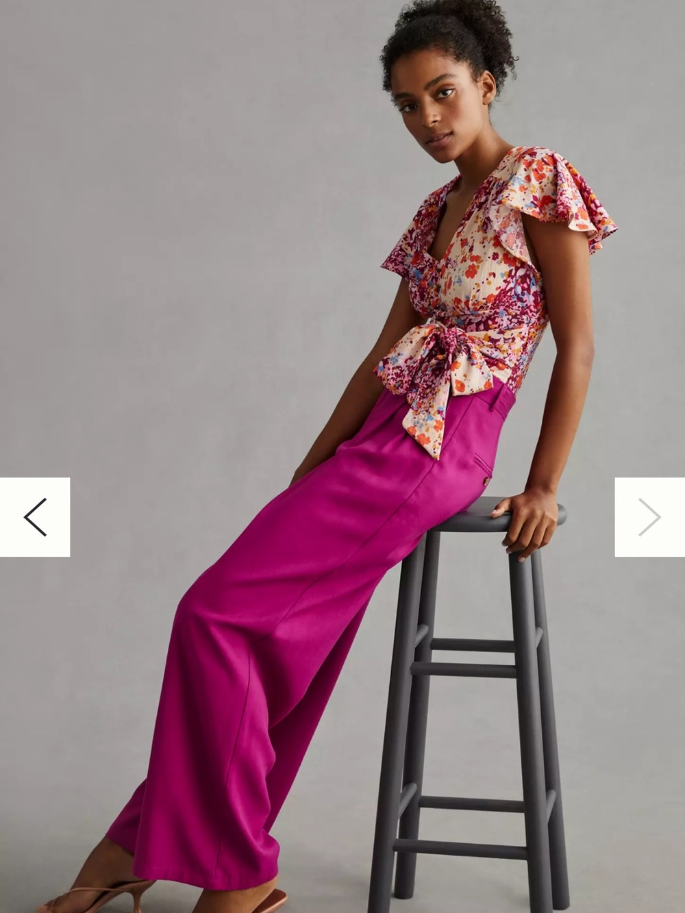 Anthropologie Floral Tie-Waist V-Neck Top multicolor new extra large petite - Picture 2 of 9